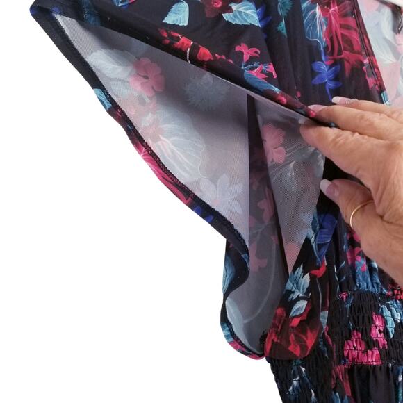 TORRID Women's Multicolor Floral Smock Waist Swim Coverup Dress Size Plus 3/3X. - Picture 5 of 10